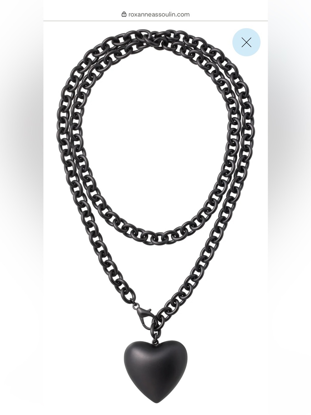 Roxanne Assoulin Puffy Heart Necklace Matte Black - Picture 2 of 10